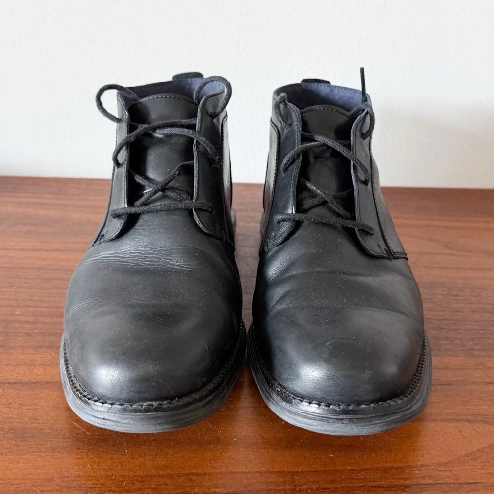 Cole Haan Grand OS Mens 10.5 M Black Leather Chukka Boots Lace Up Dress Casual
